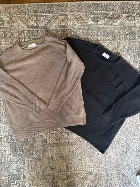 Old Navy SoSoft Crew neck sweater Tunic XL BUNDLE Black & Tan x2